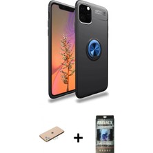 Pileli Store Pilelistore™ iPhone 11 Pro Max Kılıf Yankı Form Prime - Siyah 34D Hayalet Izgaralı Cam + Renkli Kamera Lens Koruma Cam - Mı