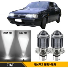 ŞüsCarOto Aksesuar Fiat Tempra 1990-1999 Uyumlu Mercekli Far Ampulü LED Xenon Beyaz Renk Far Şimşek Etkili Csp LED Lamba Uzun Kısa 2 Adet Takım