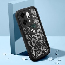 HONTINGA Oppo Reno 14 Pro 5g ile Uyumlu Kılıfı Düşüme Önleyici Basitlik Anti Düşme Kamera Korumali Şirin Kedi Astronot Siyah Desen Yumuşak Silikon Telefon Kılıfı Kadın ve Erkek Için Uygundur K2-0153