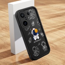 HONTINGA Vivo X200 Fe ile Uyumlu Kılıfı Düşüme Önleyici Basitlik Anti Düşme Kamera Korumali Şirin Kedi Astronot Siyah Desen Yumuşak Silikon Telefon Kılıfı Kadın ve Erkek Için Uygundur K2-0153