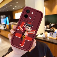 HONTINGA Vivo Y28 ile Uyumlu Kılıfı Düşüme Önleyici Basitlik Anti Düşme Kamera Korumali Anime Bordo Desen Yumuşak Silikon Telefon Kılıfı Kadın ve Erkek Için Uygundur K2-7055
