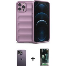Pileli Store Pilelistore™ iPhone 12 Pro Kılıf Atlas Koleksiyonu - Siyah 360 Mat Full Body Arka Koruyucu + Neon Fosforlu Kamera Lens - Bz