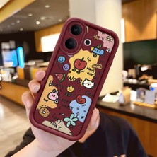 HONTINGA Vıvo V60 Lite  ile Uyumlu Kılıfı Düşüme Önleyici Basitlik Anti Düşme Kamera Korumali Ayı Bordo Desen Yumuşak Silikon Telefon Kılıfı Kadın ve Erkek Için Uygundur K2-7061