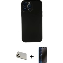 Pileli Store Pilelistore™ iPhone 13 Pro Max Kılıf Yadigar Yansıma Serisi - Siyah 3D Antistatik Hayalet Cam Ekran Koruyucu + Rainbow Kamera Lens Koruma Cam - Regd