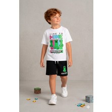 Cg Kids Minecraft Erkek Çocuk Tshirt & Şort Alt Üst Takım Süper Kalite