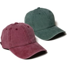 Moda Nokta Düz Şapka | Bordo & Mavi Yıkamalı Kep Şapka - Minimalist, Logosuz ve Yazısız