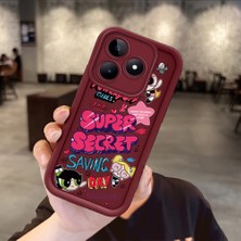 HONTINGA Realme Note 50 ile Uyumlu Kılıfı Düşüme Önleyici Basitlik Anti Düşme Kamera Korumali Anime Bordo Desen Yumuşak Silikon Telefon Kılıfı Kadın ve Erkek Için Uygundur K2-7059