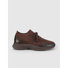 Cabani Kahve Triko & Hakiki Dana Deri Erkek Sneaker