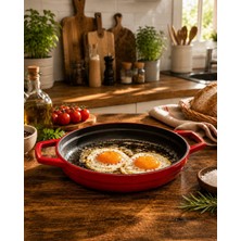 Schafer Guss Chef Döküm Sahan Çift Kulplu 19 Cm-Kırmızı