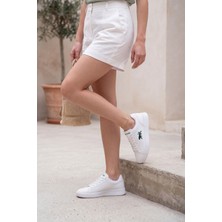 Liarca Classic-Icon Beyaz Deri Görünümlü Yeşil Amblemli Günlük Kadın Sneaker - Rahat Tabanlı Minimalist Şehir Ayakkabısı