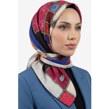 Hadiora Kadın Pembe Ekru Geometrik Desenli Dikişli Yazma