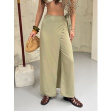 Meride Fashion Etek Görünümlü Bağlamalı Yüksek Bel Bol Paça Pantolon