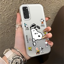 HONTINGA Samsung Galaxy S20 Fe ile Uyumlu Kılıfı Silikon Kenar Sert Arka Düşüme Önleyici Basitlik Anti Düşme Kamera Korumali Snoopy Desen Telefon Kılıfı Kadın ve Erkek Için Uygundur K1-0080