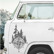 Sticker Usta Pusula ve Orman Sticker - Araba Oto Motosiklet Karavan Off Road Adventure Araç Cam Sticker - 00349