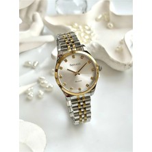 Ferrucci Milano (Gold&silver) Şık Taşlı Jübile Kordon Kadın Kol Saati