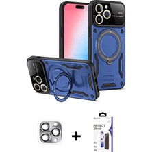 Pileli Store Pilelistore™ iPhone 16 Pro Max Kılıf Kıvılcım Modern Serisi - Siyah Bilvis 3x Ar Hayalet Cam Ekran Koruyucu + Pers Alüminyum Kamera Lens - Gı