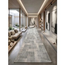 Dinarsu Aksu Prime Desa Dmr Halıcılık Gri Modern Kabartmalı Kaymaz Taban Çocuk Odası Salon Hol, Koridor Mutfak Yıkanabilir Jel Kesme Yolluk Halı