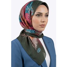 Hadiora Kadın Haki Çiçek Desenli Dikişli Yazma