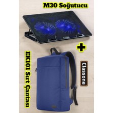 Classone PR-EK101 15,6' Su Geçirmez Kumaş Notebook Sırt ÇANTASI+M30 Notebook Soğutucu