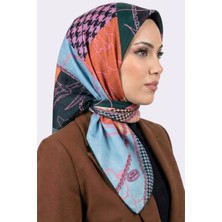 Hadiora Kadın Mavi Pembe Soyut Desenli Dikişli Yazma