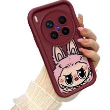 HONTINGA Vivo X300 Pro ile Uyumlu Kılıfı Düşüme Önleyici Basitlik Anti Düşme Kamera Korumali Labubu Bordo Desen Yumuşak Silikon Telefon Kılıfı Kadın ve Erkek Için Uygundur K2-7062
