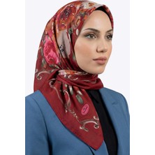 Hadiora Kadın Bordo Soyut Desenli Dikişli Yazma