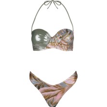 Ayyıldız 5611 Pembe Yeşil Straplez Bikini Takımı