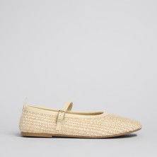Shoe Lüks Hasır Sarı Kadın Babet