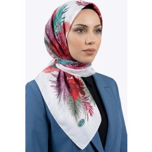Hadiora Kadın Beyaz Kırmızı Çiçek Desenli Dikişli Yazma