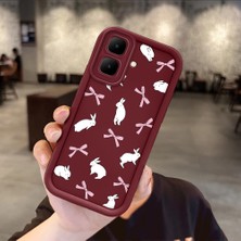 HONTINGA Infinix Smart 10 ile Uyumlu Kılıfı Düşüme Önleyici Basitlik Anti Düşme Kamera Korumali Tavşan Bordo Desen Yumuşak Silikon Telefon Kılıfı Kadın ve Erkek Için Uygundur K2-7058