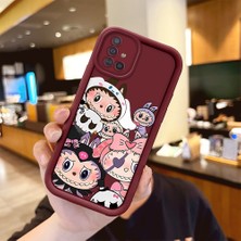 HONTINGA Samsung Galaxy A51 ile Uyumlu Kılıfı Düşüme Önleyici Basitlik Anti Düşme Kamera Korumali Labubu Bordo Desen Yumuşak Silikon Telefon Kılıfı Kadın ve Erkek Için Uygundur K2-7064