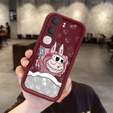 HONTINGA Vıvo Y31 5g  ile Uyumlu Kılıfı Düşüme Önleyici Basitlik Anti Düşme Kamera Korumali Labubu Bordo Desen Yumuşak Silikon Telefon Kılıfı Kadın ve Erkek Için Uygundur K2-7064
