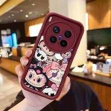 HONTINGA Vivo X300 Pro ile Uyumlu Kılıfı Düşüme Önleyici Basitlik Anti Düşme Kamera Korumali Labubu Bordo Desen Yumuşak Silikon Telefon Kılıfı Kadın ve Erkek Için Uygundur K2-7064