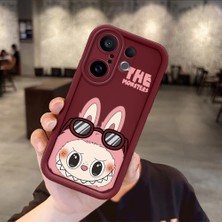 HONTINGA Vivo X200 Fe ile Uyumlu Kılıfı Düşüme Önleyici Basitlik Anti Düşme Kamera Korumali Labubu Bordo Desen Yumuşak Silikon Telefon Kılıfı Kadın ve Erkek Için Uygundur K2-7062