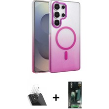 Pileli Store Pilelistore™ Galaxy S23 Ultra Kılıf Ahenk Doku Özel Seri - Şeffaf 360 Full Body Arka Koruyucu + Kamera Lens Koruma Cam - Sf