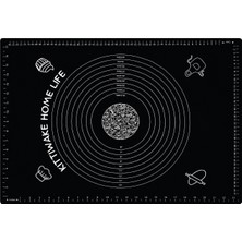Siyah 1. Sınıf A Kalite Profesyonel Silikon Ölçülü Çok Amaçlı Hamur Açma Matı 45 cm x 65 cm