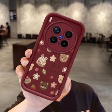 HONTINGA Vivo X300 Pro ile Uyumlu Kılıfı Düşüme Önleyici Basitlik Anti Düşme Kamera Korumali Ayı Bordo Desen Yumuşak Silikon Telefon Kılıfı Kadın ve Erkek Için Uygundur K2-7061