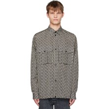 Balmain Siyah ve Bej Monogramlı Gömlek