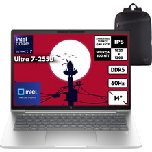 Hp Probook 4 G1I 14 Aı Ultra 7-255U 32-Gbddr5 4 Tbssd Intel UHD Graphics 14" Wuxga Freedos + Hmf Sırt Çantası CW5W4EAHMF12