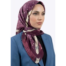 Hadiora Kadın Mürdüm Puantiyeli Dikişli Yazma Eşarp