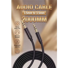 Fibaks 3.5mm Aux Stereo Ses Kablosu 2 Metre Uzunluk Mikrofon Destekli Yüksek Kalite Araba Kulaklık Hoparlör