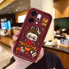 HONTINGA Oppo Reno 14 Pro 5g  ile Uyumlu Kılıfı Düşüme Önleyici Basitlik Anti Düşme Kamera Korumali Labubu Bordo Desen Yumuşak Silikon Telefon Kılıfı Kadın ve Erkek Için Uygundur K2-7063