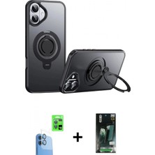 Pileli Store Pilelistore™ iPhone 16 Kılıf Zirve Çizgi Prime - Siyah 360 Mat Full Body Arka Koruyucu + Raze Metal Kamera Lens - Lt