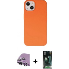 Pileli Store Pilelistore™ iPhone 14 Plus Kılıf Ahenk Serisi - Siyah 360 Mat Full Body Arka Koruyucu + Raze Metal Kamera Lens - Gs