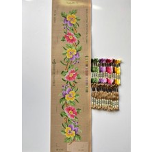 Gobelin Çok Renkli Çiçek Goblen Kiti, Dmc Muline Iplikli Set 25X100