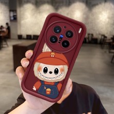 HONTINGA Vivo X200 Pro ile Uyumlu Kılıfı Düşüme Önleyici Basitlik Anti Düşme Kamera Korumali Labubu Bordo Desen Yumuşak Silikon Telefon Kılıfı Kadın ve Erkek Için Uygundur K2-7063