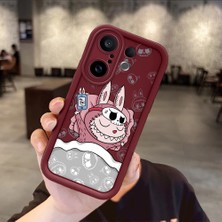 HONTINGA Vivo X200 Fe ile Uyumlu Kılıfı Düşüme Önleyici Basitlik Anti Düşme Kamera Korumali Labubu Bordo Desen Yumuşak Silikon Telefon Kılıfı Kadın ve Erkek Için Uygundur K2-7064