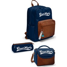 Coral High Lacivert Kahverengi 3’lü Okul Çanta Seti SET0133236