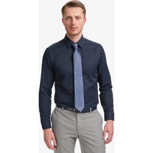 Pierre Cardin Erkek Lacivert Slim Fit Armürlü Uzun Kollu Gömlek 50325354-VR033