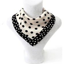 Puantiye Desenli Saten Bandana Fular 50X50 cm Dipol Butik